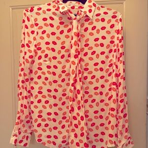 VGUC Emerson Fry pink and red Lipstick Ribbons blouse